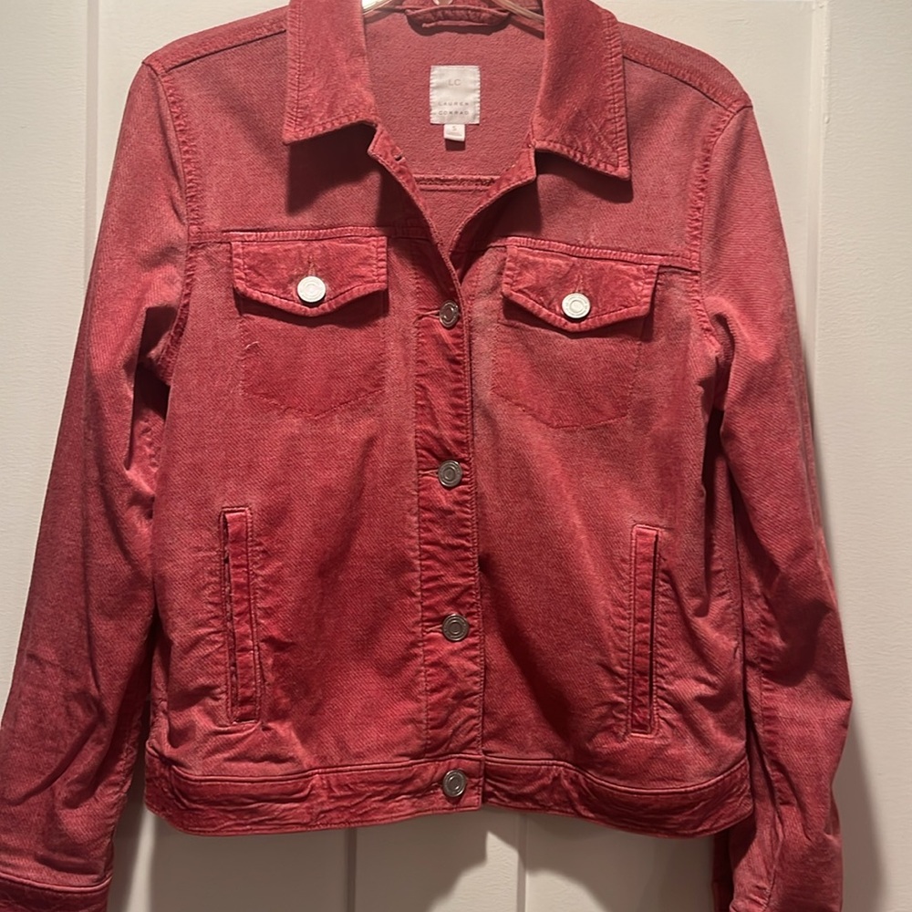 LC Lauren Conrad cotton blend brushed Jacket Cropped Style - Picture 3 of 5